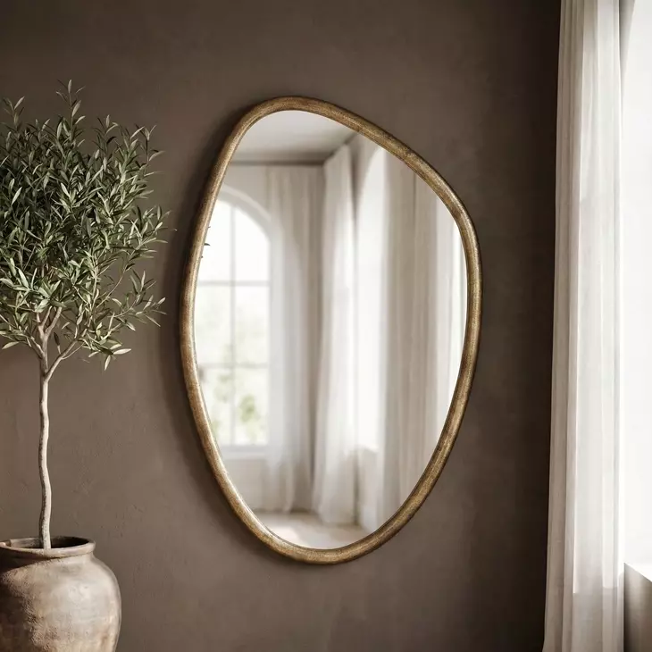 Margot Warm Gold Bronze Free Form Wall Mirror