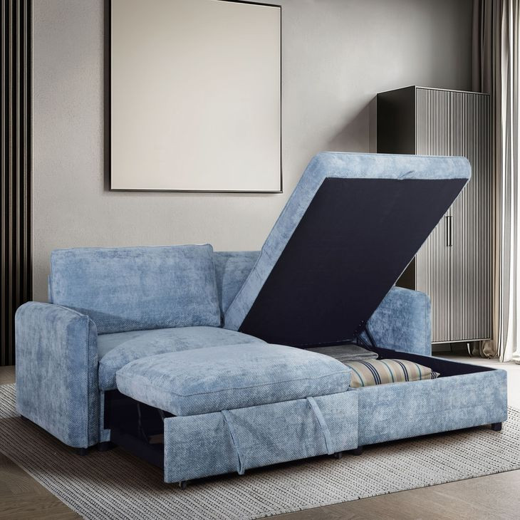 Finn Blue 46" Loveseat with Pop Up Sleeper