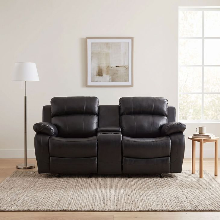 Marille Black Double Glider Reclining 78" Loveseat with Center Console