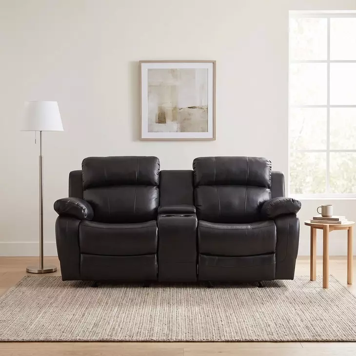 Marille Black Double Glider Reclining Loveseat with Center Console