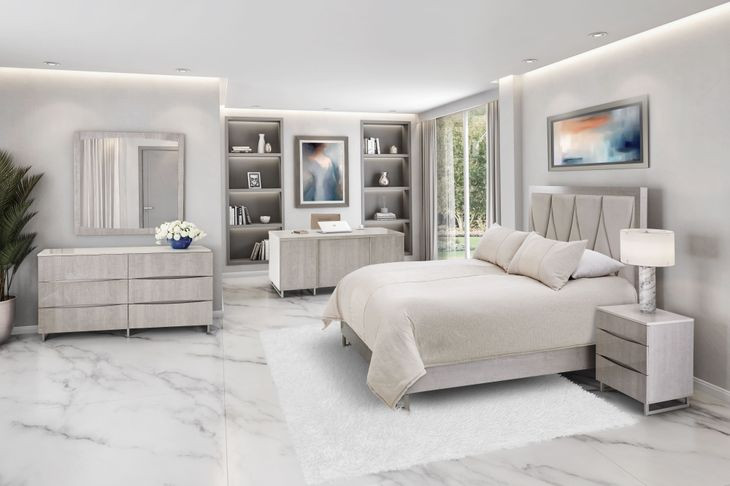 Marin Greige Upholstered Panel Bedroom Set