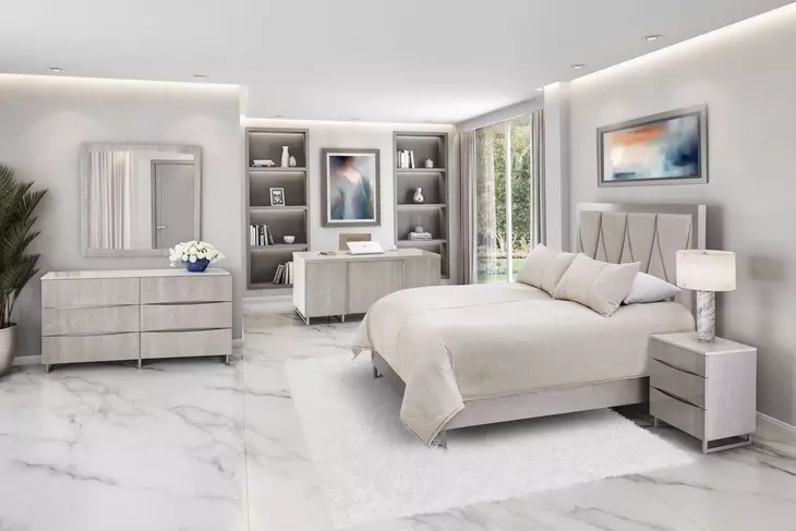 Marin Greige Upholstered Panel Bedroom Set