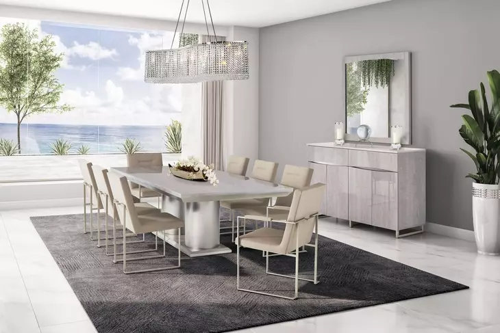 Marin Greige 77" Extendable Rectangular Dining Table