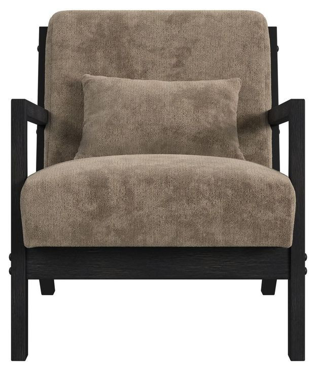 Freya Langley Cocoa Upholstered Chair with Kidney Pillow