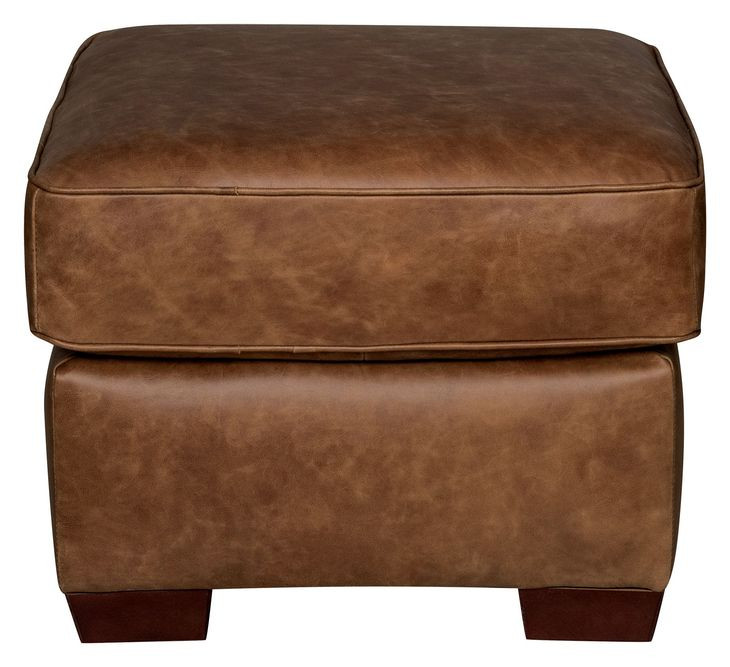 Maverick Cinnamon Square Top Grain Leather Ottoman