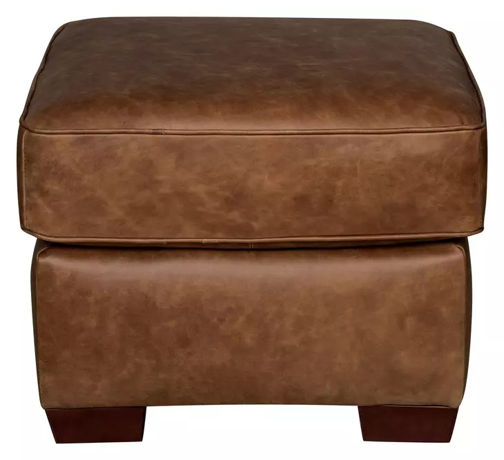 Maverick Cinnamon Square Top Grain Leather Ottoman