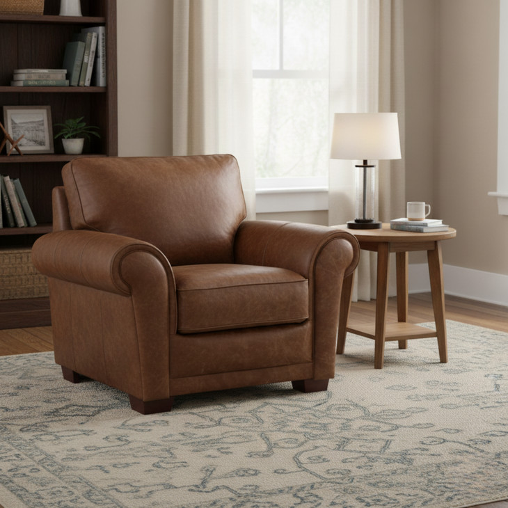 Maverick Cinnamon Top Grain Leather Living Room Chair