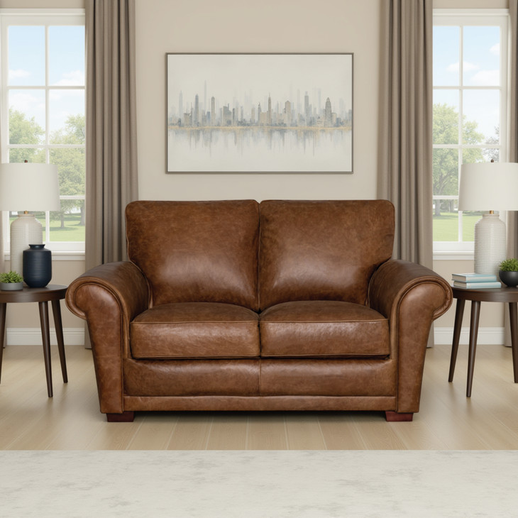 Maverick Cinnamon 67" Top Grain Leather Loveseat