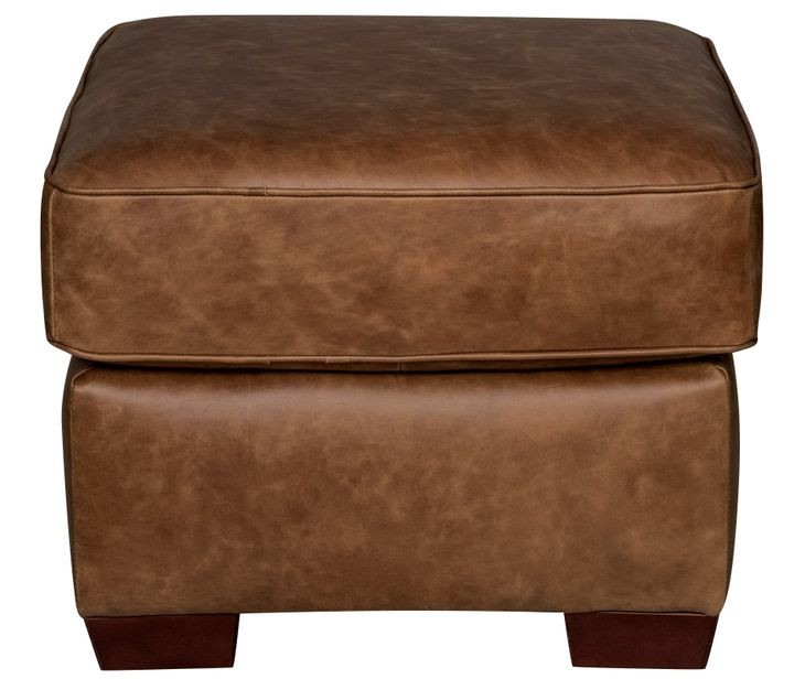 Maverick Cinnamon Square Top Grain Leather Ottoman