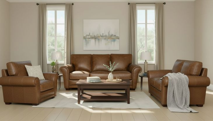 Maverick Cinnamon 88" Top Grain Leather Sofa