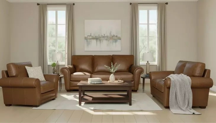 Maverick Cinnamon 88" Top Grain Leather Sofa