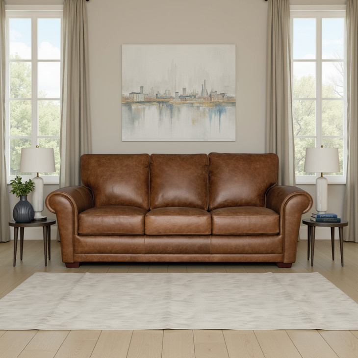 Maverick Cinnamon 88" Top Grain Leather Sofa