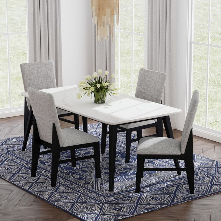 Megan White and Black 78" Rectangular Dining Table