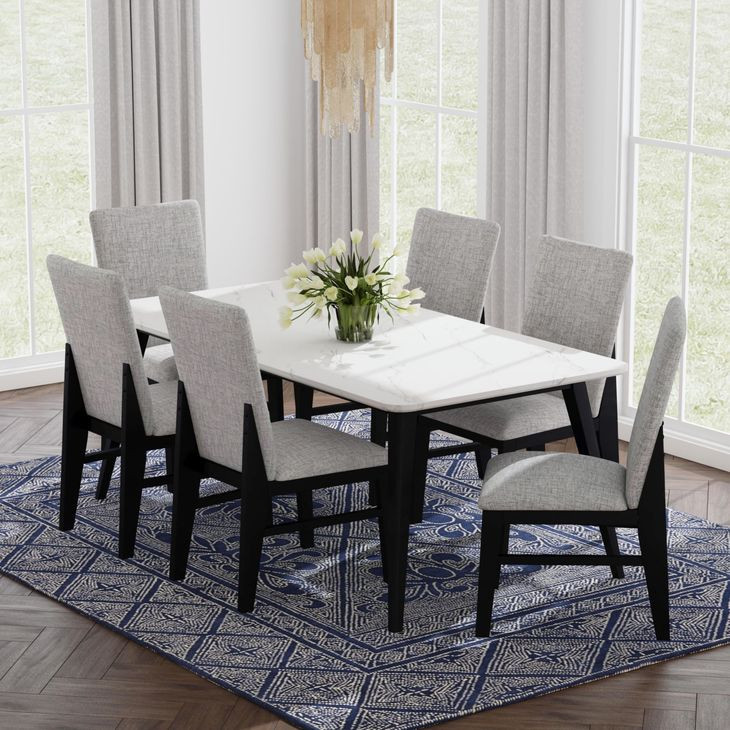 Megan White and Black 78" Rectangular Dining Table
