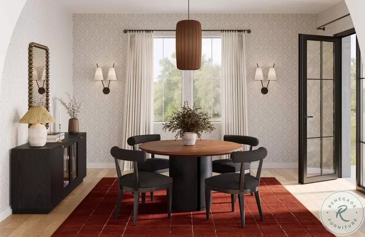 Marlow Black and Brown Wood Round Dining Table