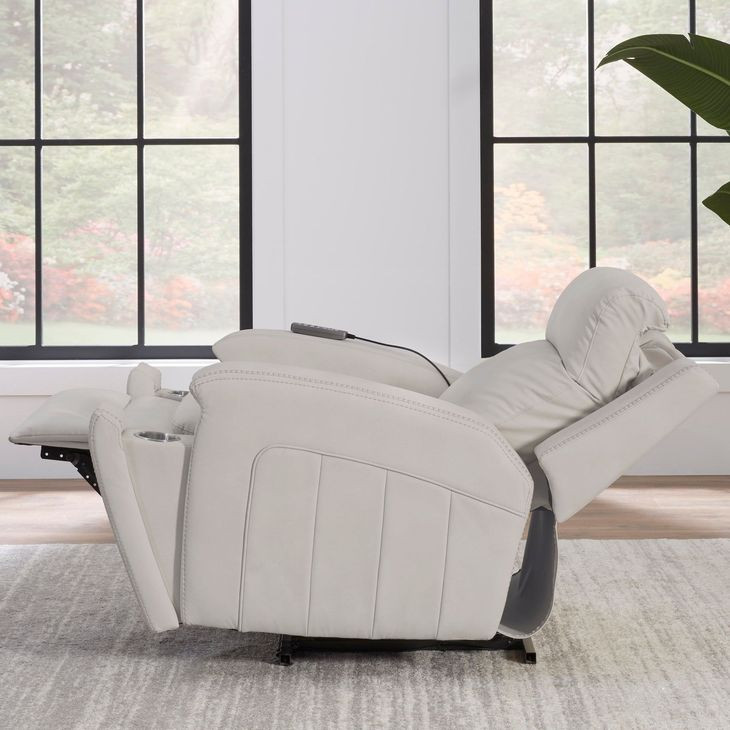 Mighty Buffy Cream Rocker Heat Massage Power Recliner with LED and USB Charging