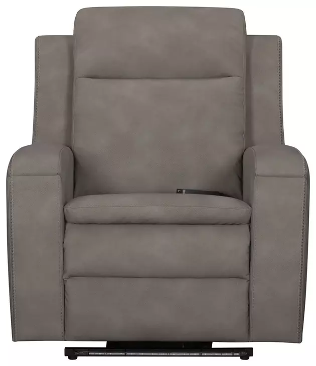 Mighty Buffy Taupe Rocker Heat Massage Power Recliner with LED and USB Charging
