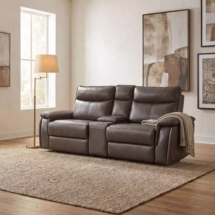 Maroni Dark Brown Power Double 94" Reclining Console Loveseat with Power Headrests