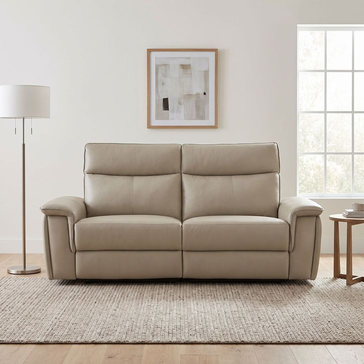 Maroni Taupe Power Double Reclining Loveseat with Power Headrests
