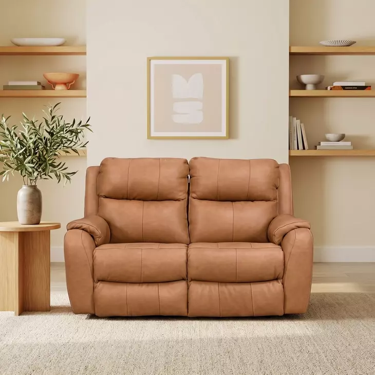Marquis Caramel Leather 62" Reclining Loveseat