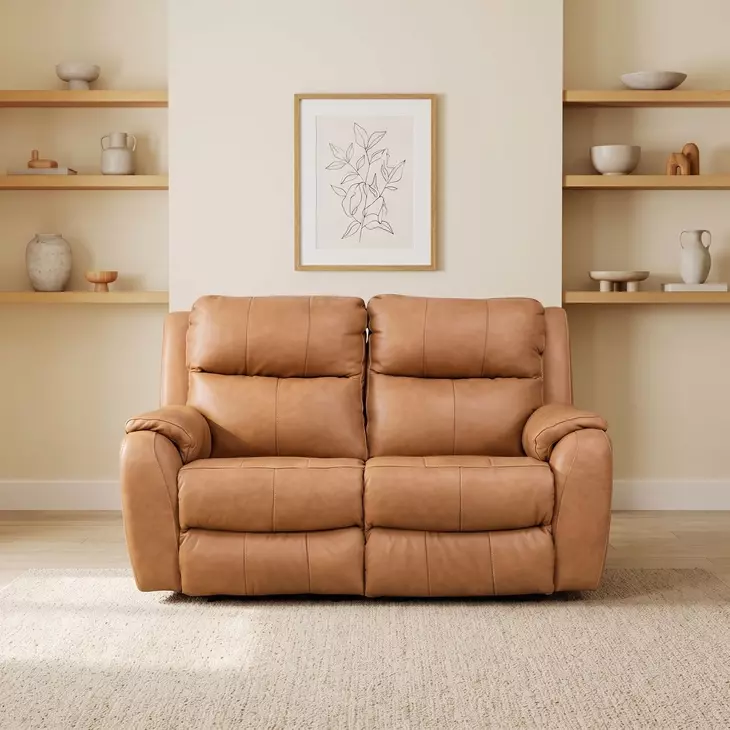 Marquis Caramel Leather 62" Reclining Loveseat