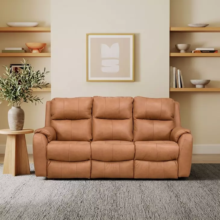 Marquis Caramel Leather 84" Zero Gravity Power Reclining Sofa with Power Headrest and USB Charging