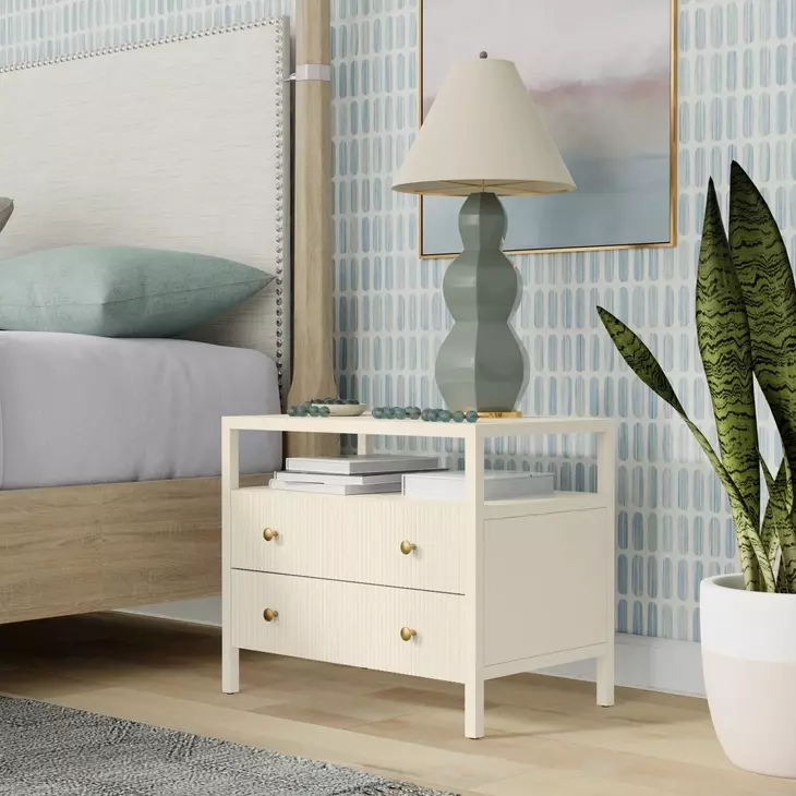 Marsha Coconut Milk 2 Drawer Open Nightstand