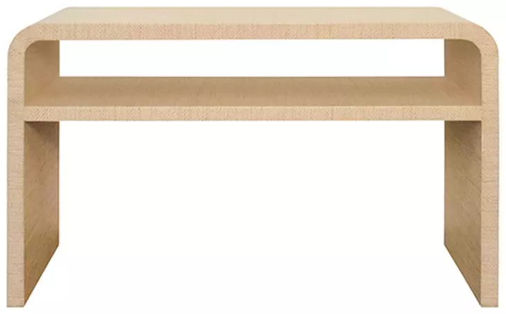 Marshall Natural Grasscloth Waterfall Edge 2 Tier Sofa Table
