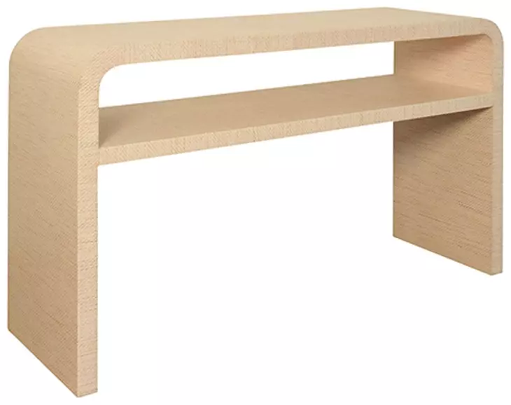 Marshall Natural Grasscloth Waterfall Edge 2 Tier Sofa Table