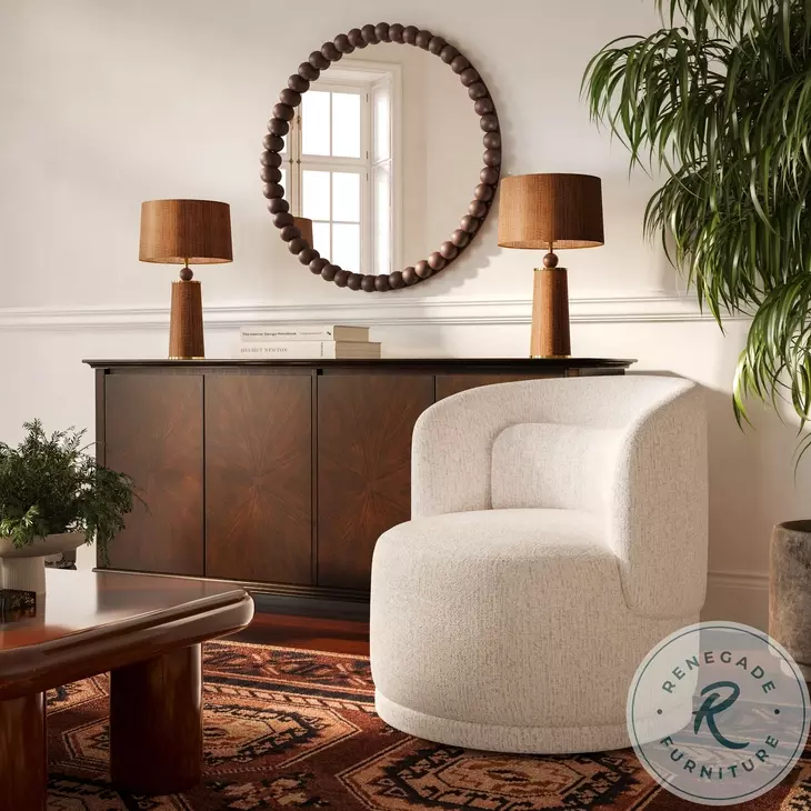 Massa Textured Beige Performance Fabric Swivel Accent Chair