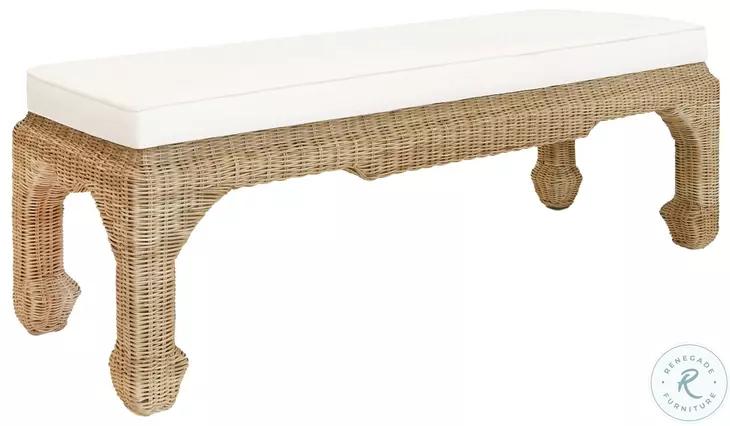 Massey Ivory Linen Ming Style Bench