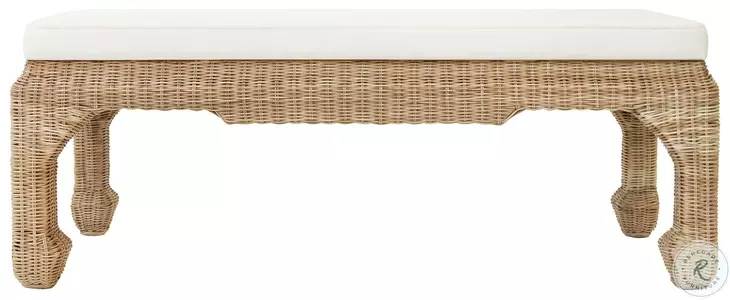 Massey Ivory Linen Ming Style Bench