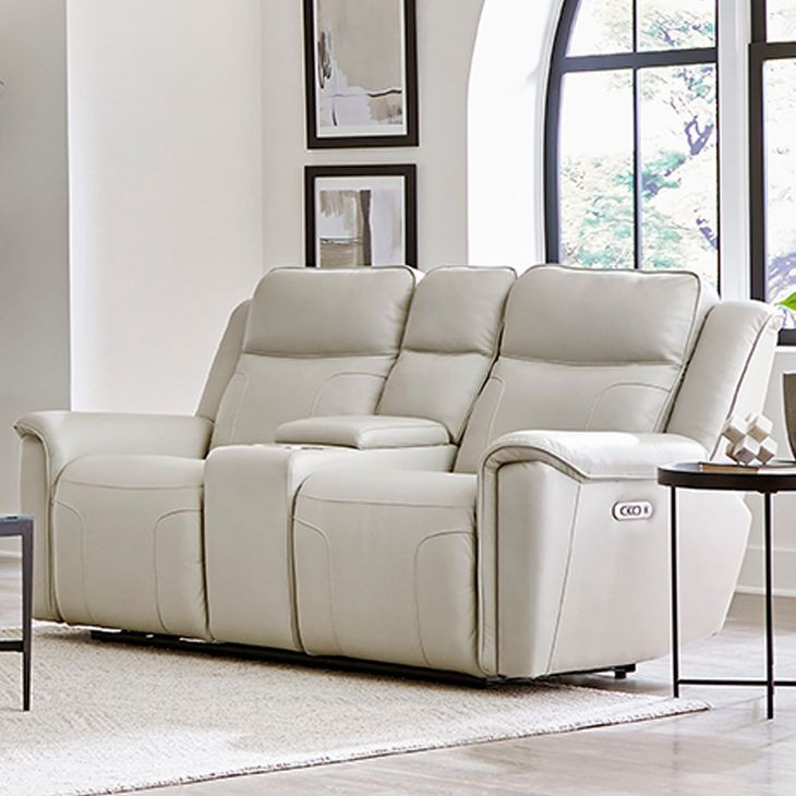 Atlantis Whisper Ivory Zero Gravity Power Reclining Console Loveseat With Power Headrest