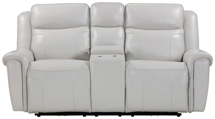 Atlantis Whisper Ivory Zero Gravity Power Reclining Console Loveseat With Power Headrest