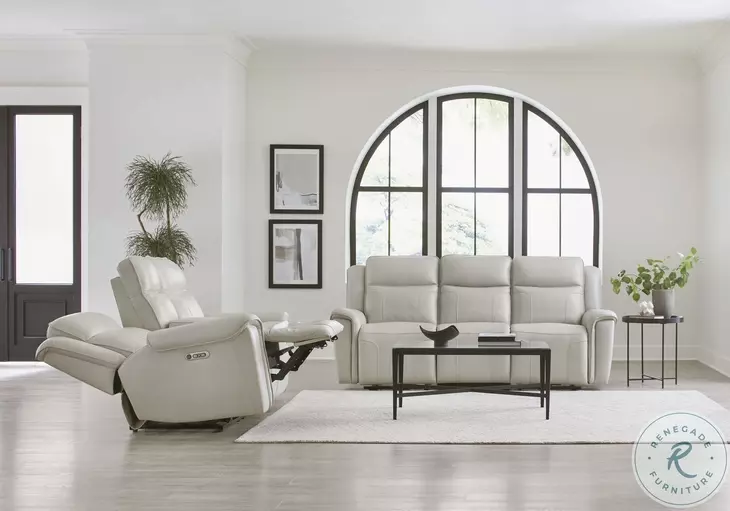 Caspian Whisper Ivory Zero Gravity Power Reclining Living Room Set with Power Headrest
