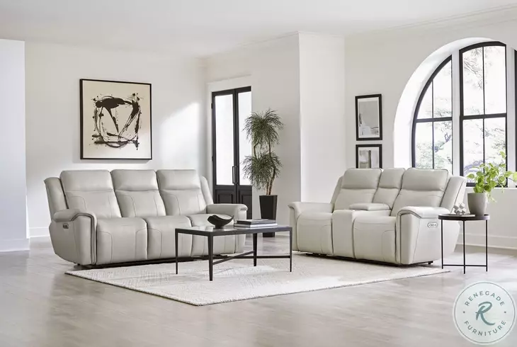 Caspian Whisper Ivory Zero Gravity Power Reclining Living Room Set with Power Headrest