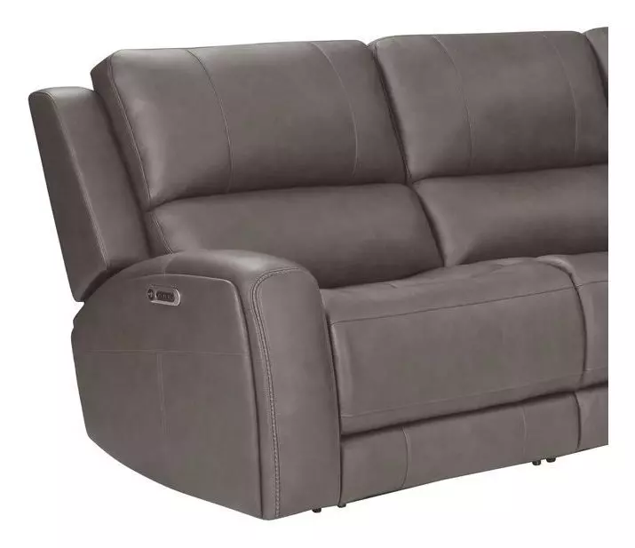 Alpine Autumn Fog Leather 7 Piece Zero Gravity Modular Power Reclining Sectional with USB Charging