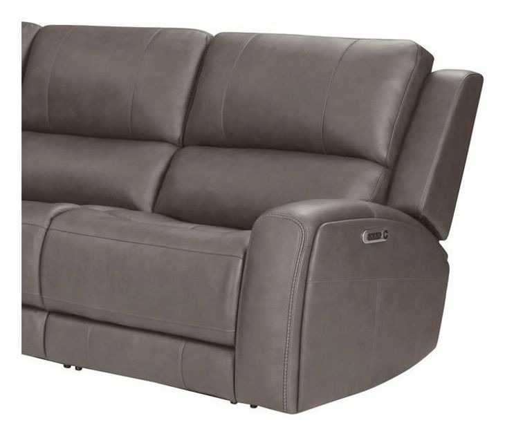 Alpine Autumn Fog Leather 7 Piece Zero Gravity Modular Power Reclining Sectional with USB Charging