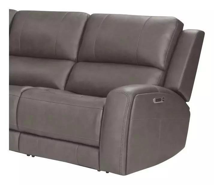 Alpine Autumn Fog Leather 7 Piece Zero Gravity Modular Power Reclining Sectional with USB Charging