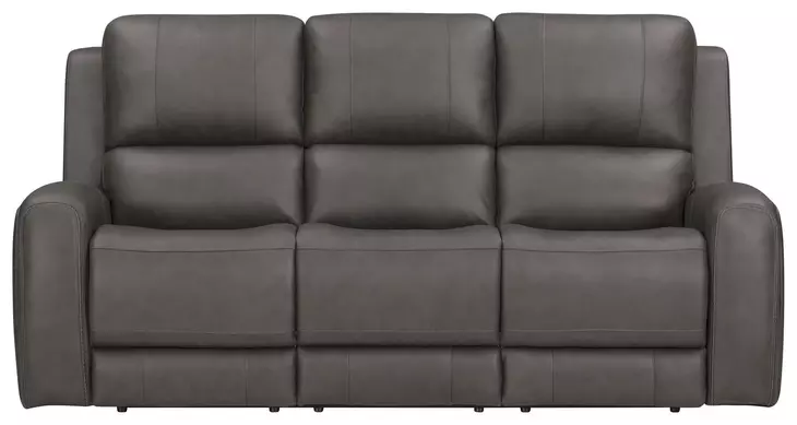Belmont Autumn Fog Leather 89" Zero Gravity Power Reclining Sofa with USB Charging
