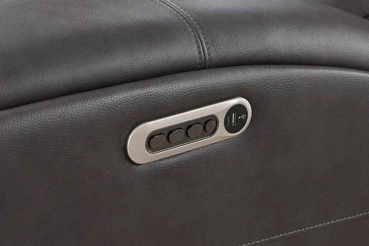 Belmont Autumn Fog Leather 7 Piece Zero Gravity Modular Power Reclining Sectional with USB Charging