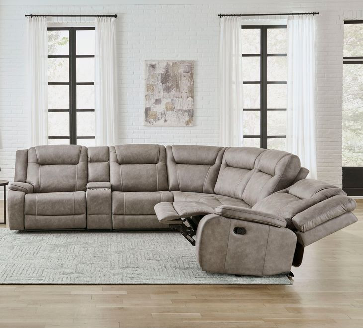 Blake Desert Taupe 6 Piece Performance Fabric Modular Reclining Sectional