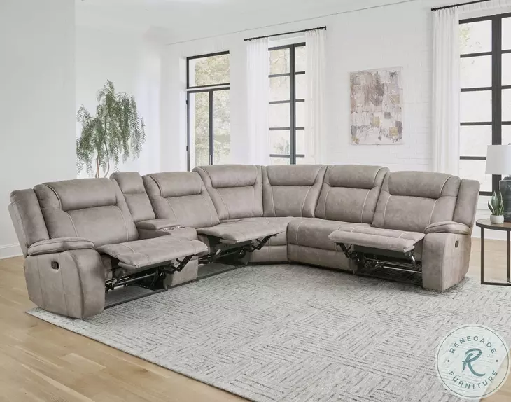 Blake Desert Taupe Performance Fabric Modular Reclining Sectional