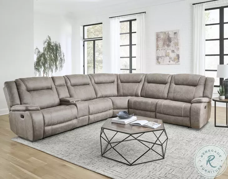 Blake Desert Taupe Performance Fabric Modular Reclining Sectional