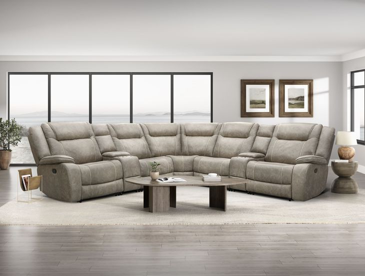 Blake Desert Taupe Performance Fabric 7 Piece Modular Reclining Sectional