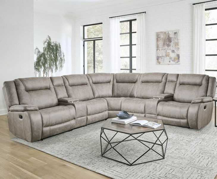 Blake Desert Taupe Performance Fabric 7 Piece Modular Reclining Sectional