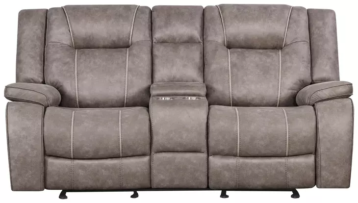 Blake Desert Taupe Performance Fabric 78" Reclining Console Loveseat