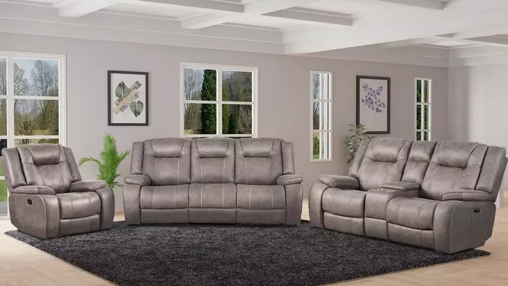 Blake Desert Taupe Performance Fabric 88" Reclining Sofa