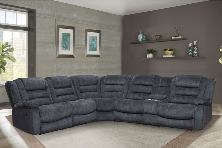 Bolton Misty Storm 6 Piece Performance Fabric Modular Reclining Sectional
