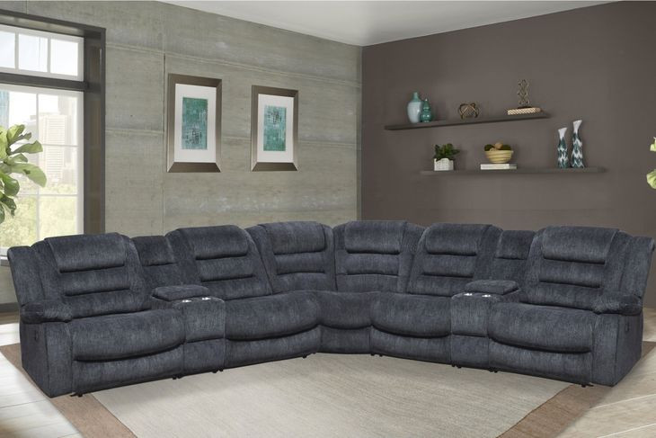 Bolton Misty Storm Performance Fabric 7 Piece Modular Reclining Sectional
